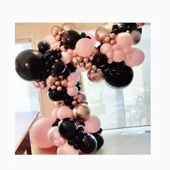 GENERICO - Cadena Globos De Cumpleaños 83 Pcs Color Rosa Negro