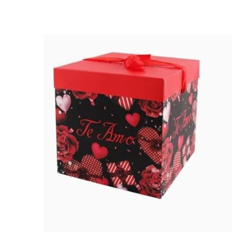 GENERICO - Caja De RegaloTe Amo  22X22X22 Cm Color Rojo