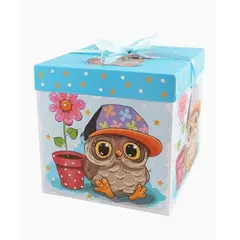 GENERICO - Caja De Regalo Búho Color Celeste 22X22X22 Cm