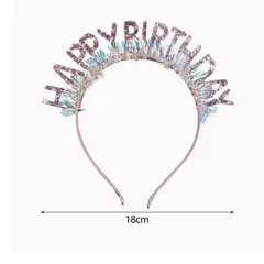 GENERICO - Diadema Happy Birthday Color Rosa 18 Cm