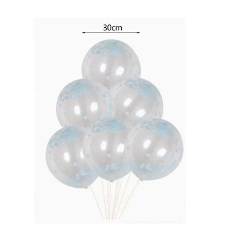 GENERICO - Globos De Confeti Color Blanco Celeste 30 Cm