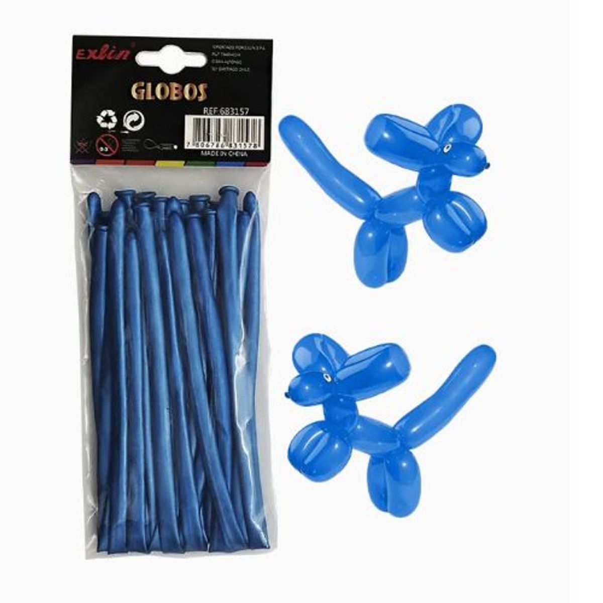 GENERICO - Globos Latex Figuras Color Azul 15 Unidades