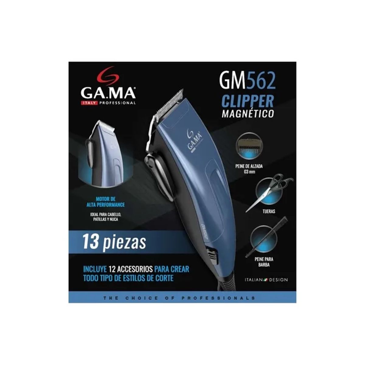 GAMA - MAQUINA CORTAPELOS GAMA GM562 13 ACCESORIOS