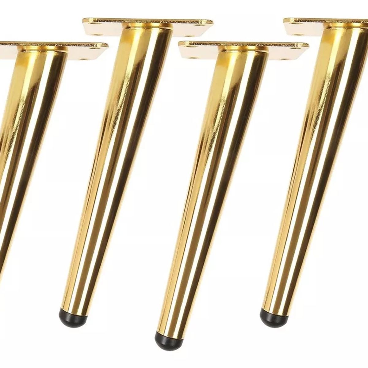 KUANGYE - Pack 4 Patas Metálicas Dorada Inclinada Altura 25cm Muebles