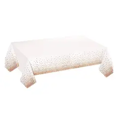 GENERICO - Mantel Plastico Blanco Con Puntos Oro Rosa 137x274cm