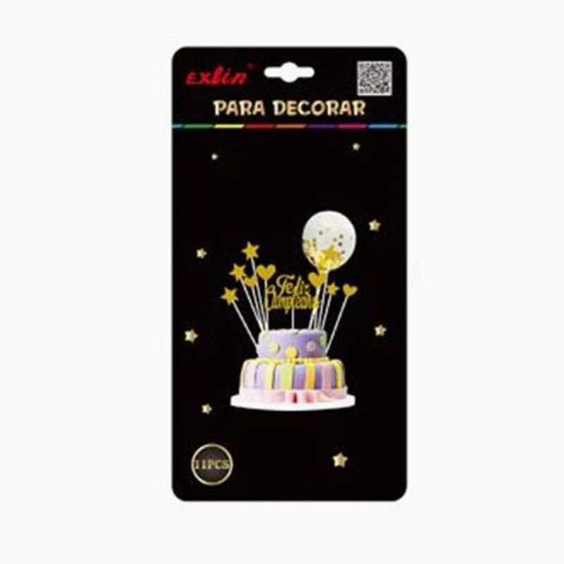 GENERICO - Adornos De Torta Feliz Cumpleaños Amarillo