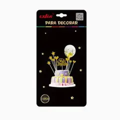 GENERICO - Adornos De Torta Feliz Cumpleaños Amarillo