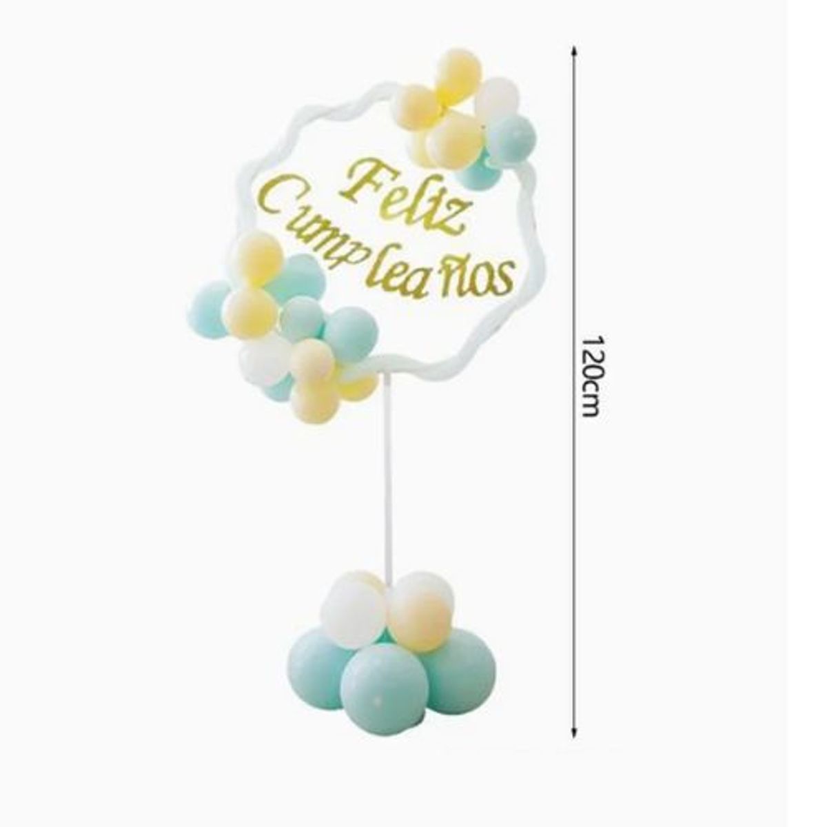 GENERICO - Base de Feliz Cumpleaños Amarillo Celeste 120 Cm