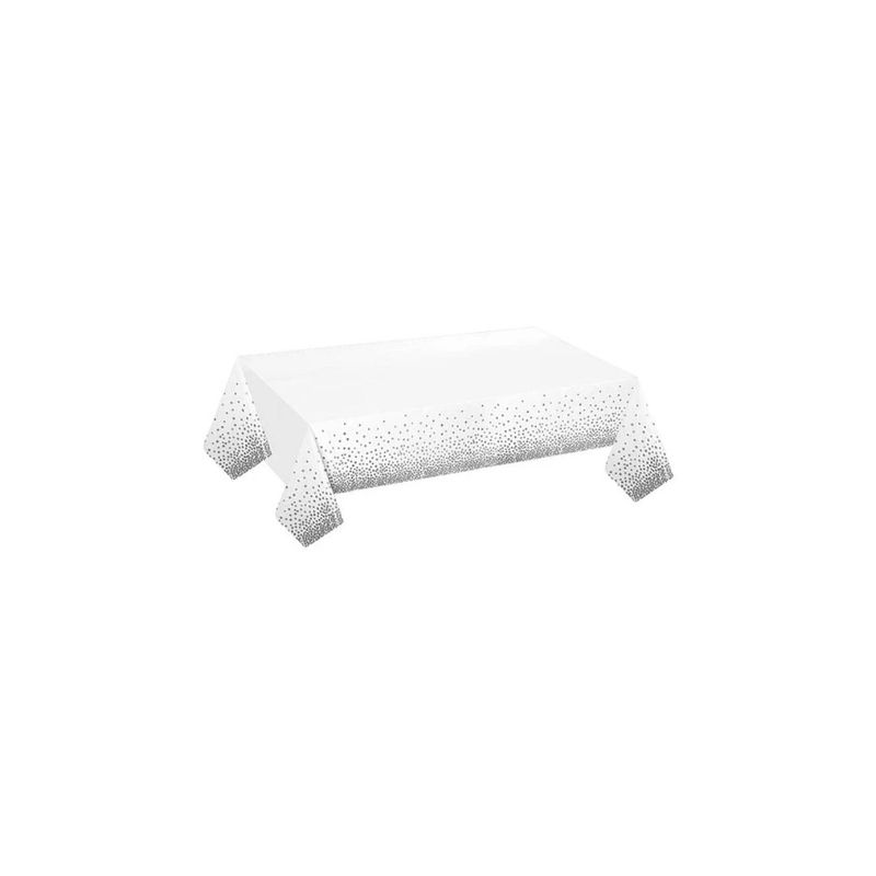 GENERICO - Mantel Plastico Blanco Con Puntos Plata 137x274cm