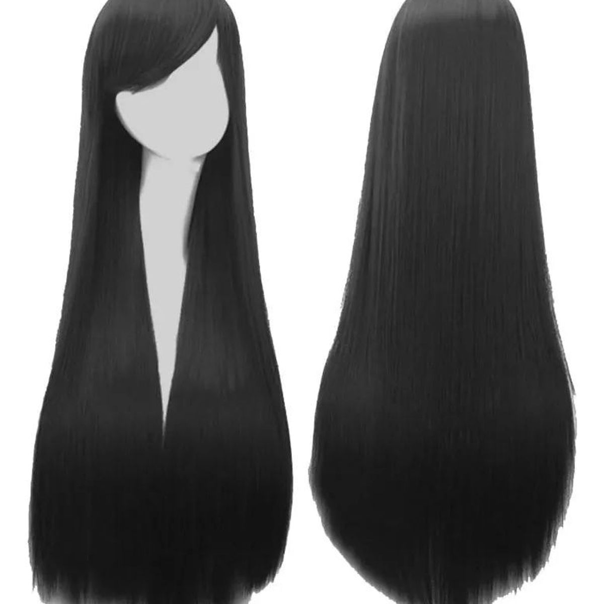 KUANGYE - Peluca Kanekalon Lisa Color Negro Tonos Muy Naturales
