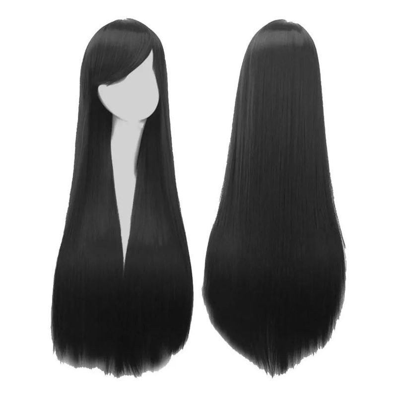 KUANGYE - Peluca Kanekalon Lisa Color Negro Tonos Muy Naturales