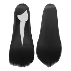 KUANGYE - Peluca Kanekalon Lisa Color Negro Tonos Muy Naturales