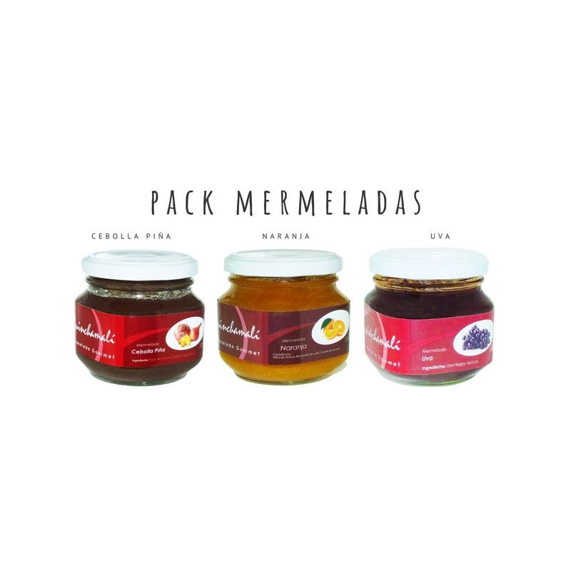 QUINCHAMALI MERMELADA GOURMET - Pack Cebolla piña Naranja Uva