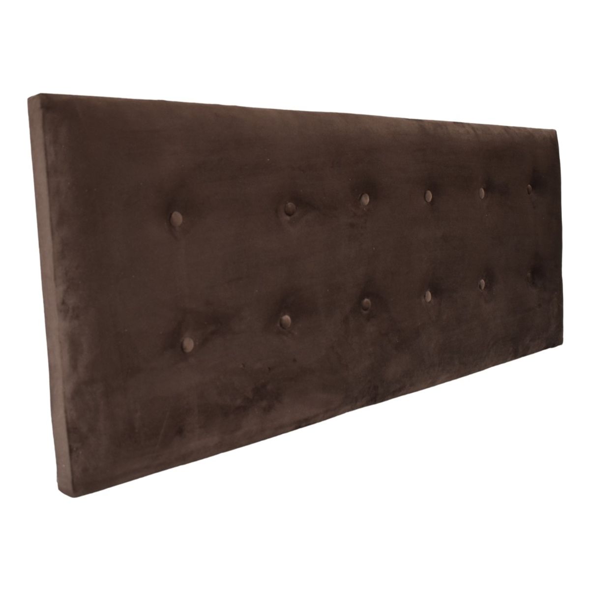 DULCES SUEÑOS - Respaldo de Cama Botones para 2 Plazas En Felpa Chocolate