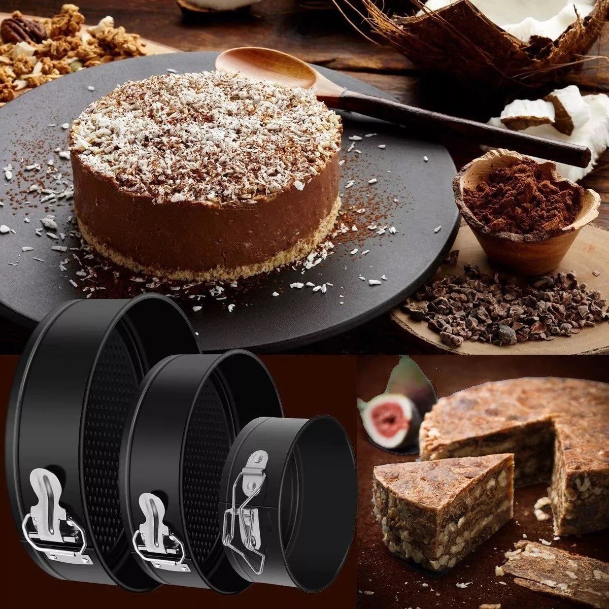 GENERICO - Set 3 Piezas Springform Pan Antiadherente Redondo Repostería