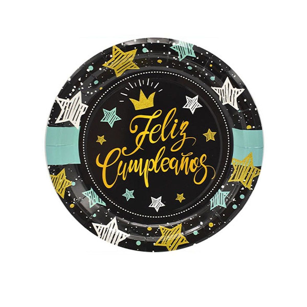 GENERICO - Platos De Cartón Feliz Cumpleaños Azul 6pcs 18cm