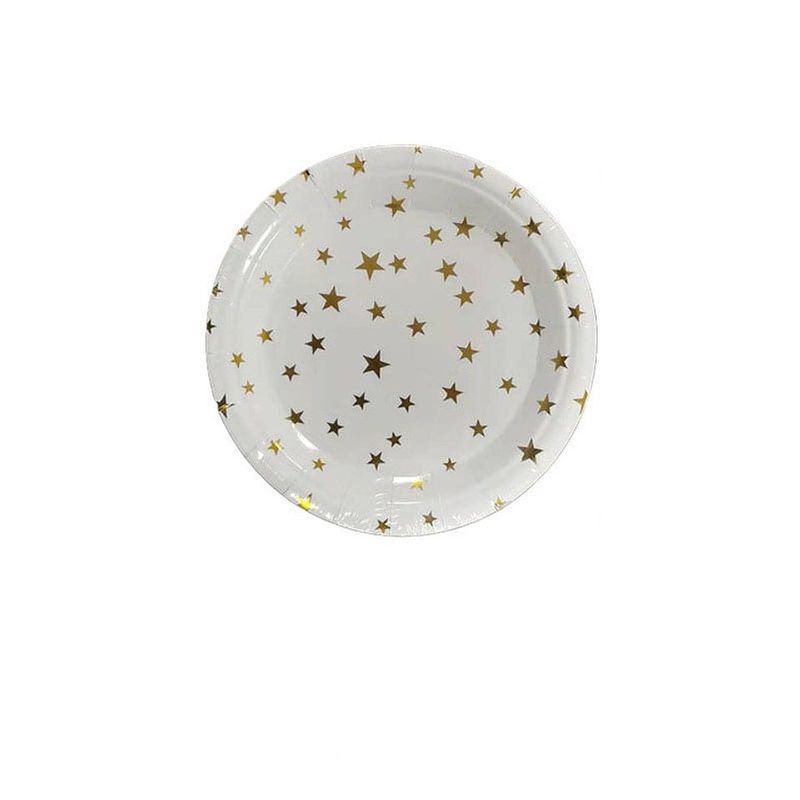 GENERICO - Platos De Cartón Estrellas Doradas 6pcs 18cm