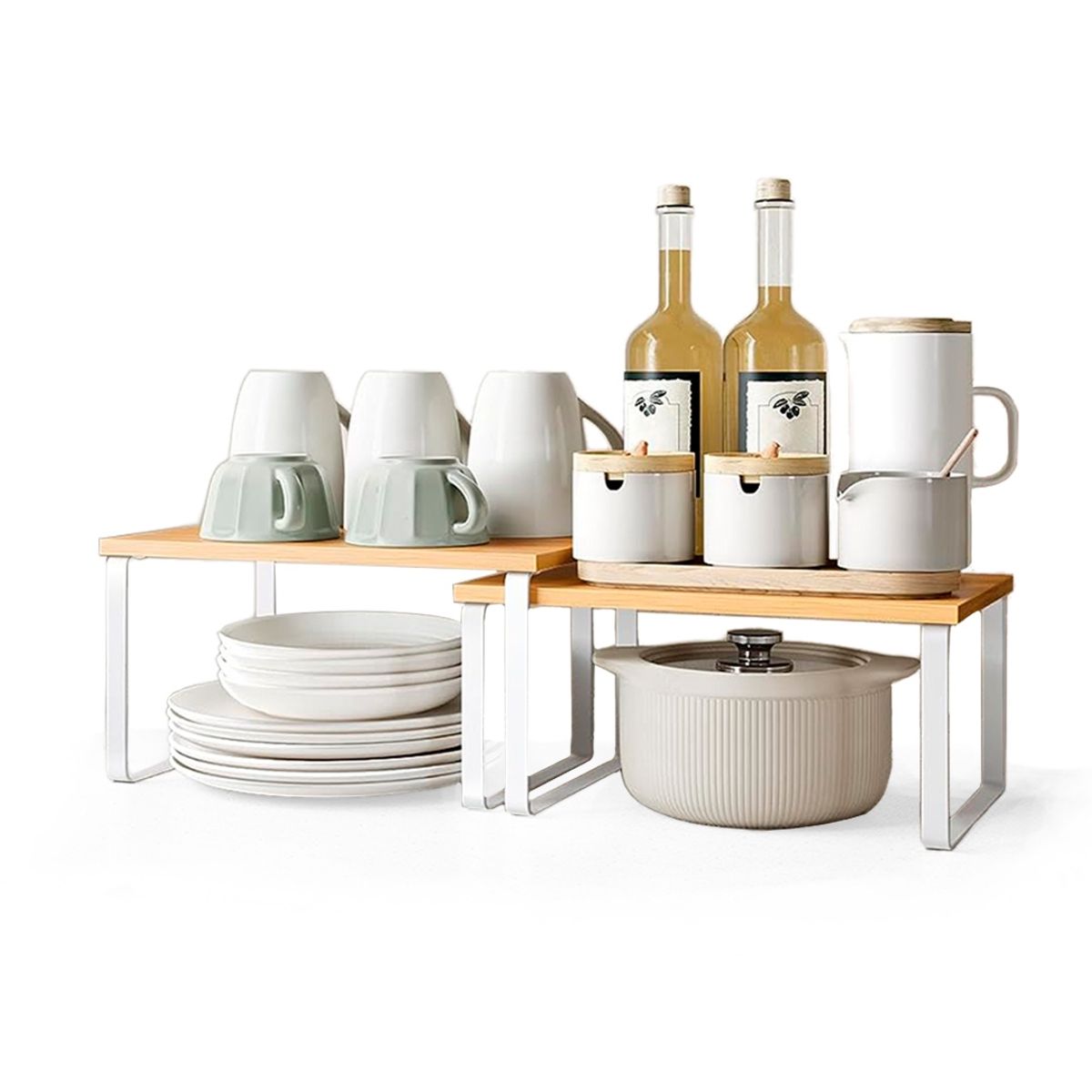 VENHOOUSE - Organizador De 2 Repisas Estante De Vajilla Y Loza Apilable