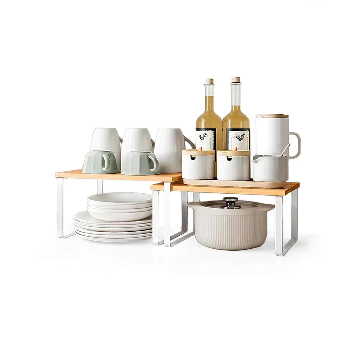 VENHOOUSE - Organizador De 2 Repisas Estante De Vajilla Y Loza Apilable