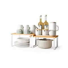 VENHOOUSE - Organizador De 2 Repisas Estante De Vajilla Y Loza Apilable