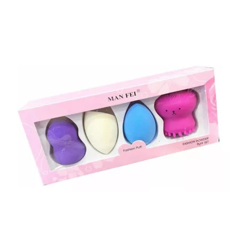 GENERICO - Kit Esponjas Maquillaje Y Cepillo De Limpieza Facial Pulpito