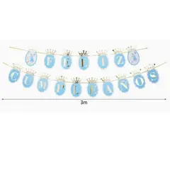 GENERICO - Guirnalda Feliz Cumpleaños Color Celeste 3 Metros