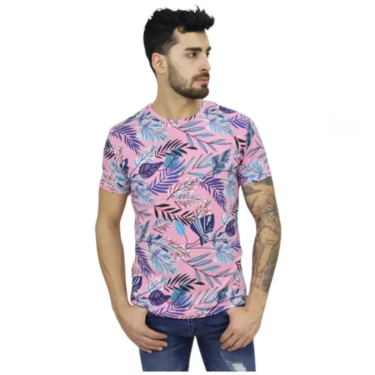 LOOK SHOP - Polera Manga Corta Algodón Diseño Tropical Playera Calidad 241