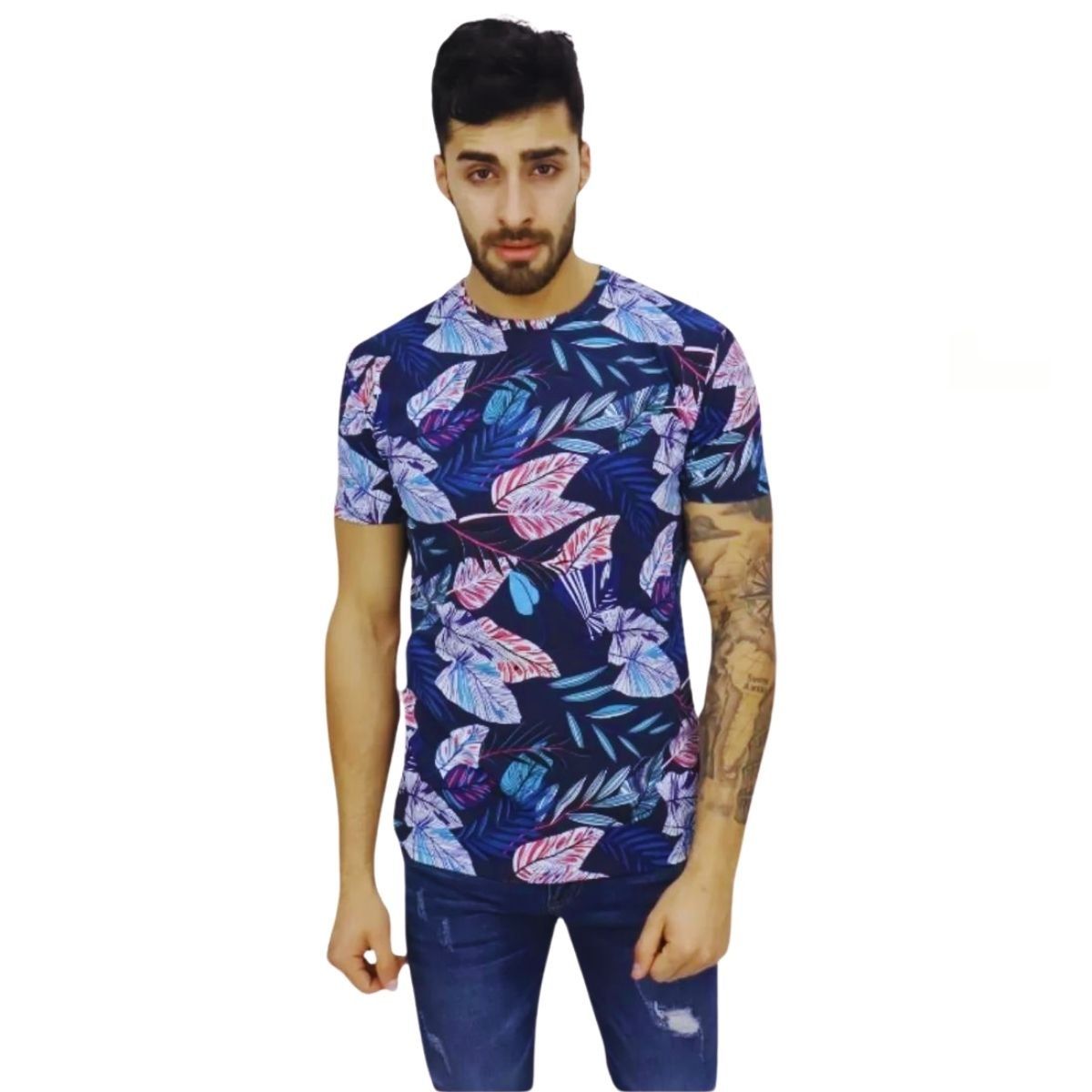 LOOK SHOP - Polera Manga Corta Algodón Diseño Tropical Playera Calidad 241
