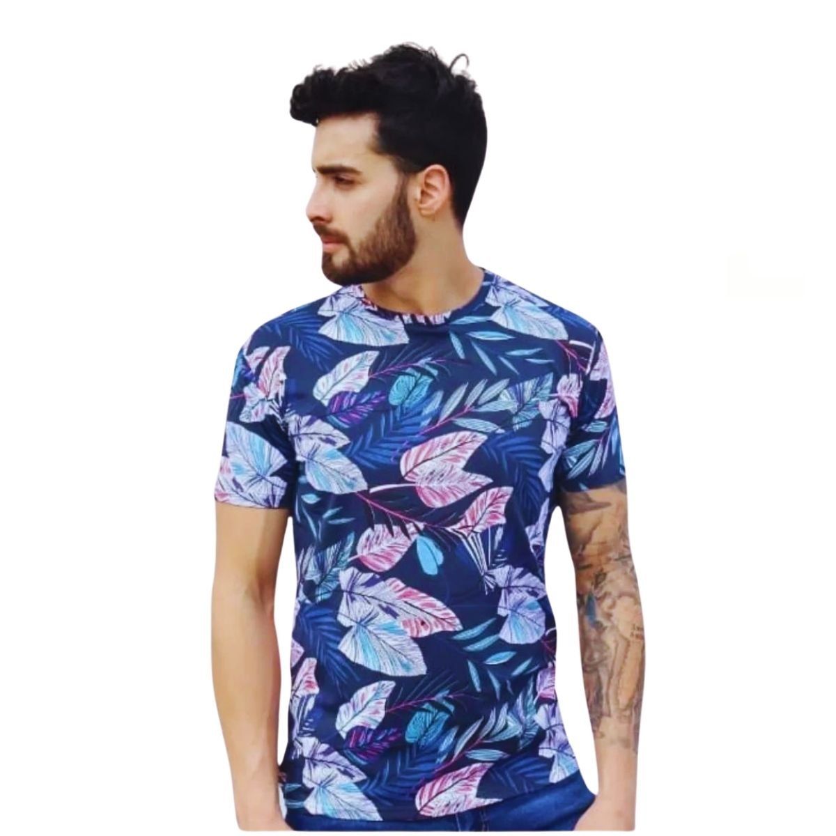 LOOK SHOP - Polera Manga Corta Algodón Diseño Tropical Playera Calidad 241