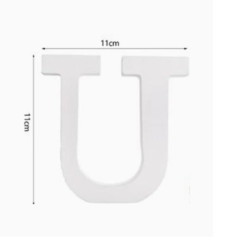 GENERICO - Letra U Material De Madera Color Blanco 11X11 Cm