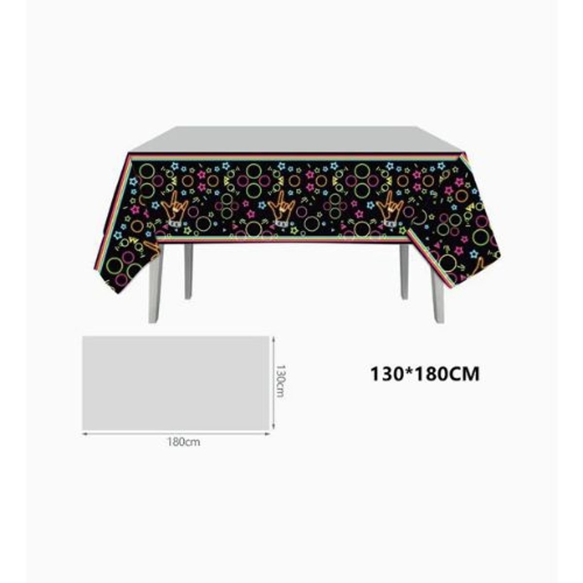GENERICO - Mantel De Cumpleaños Color Negro 130X180 Cm