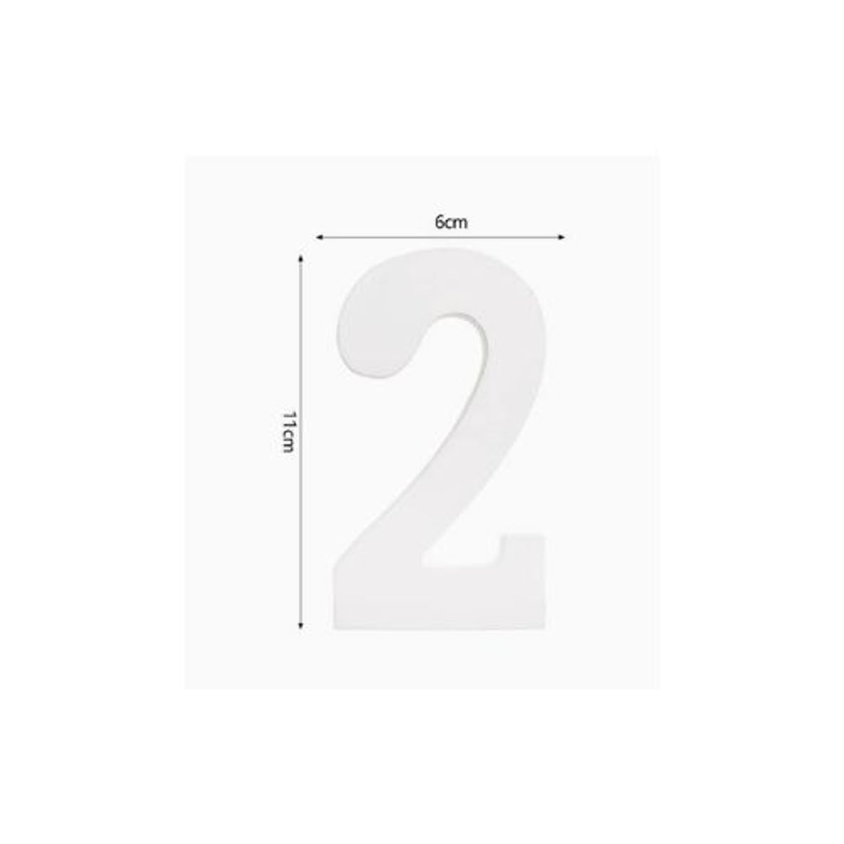 GENERICO - Número 2 de Madera Color Blanco 6X11 Cm