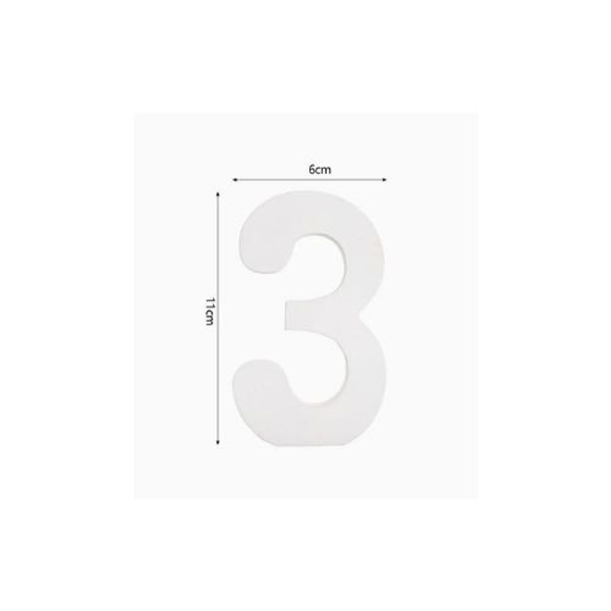 GENERICO - Número 3 de Madera Color Blanco 6X11 Cm