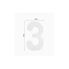 GENERICO - Número 3 de Madera Color Blanco 6X11 Cm