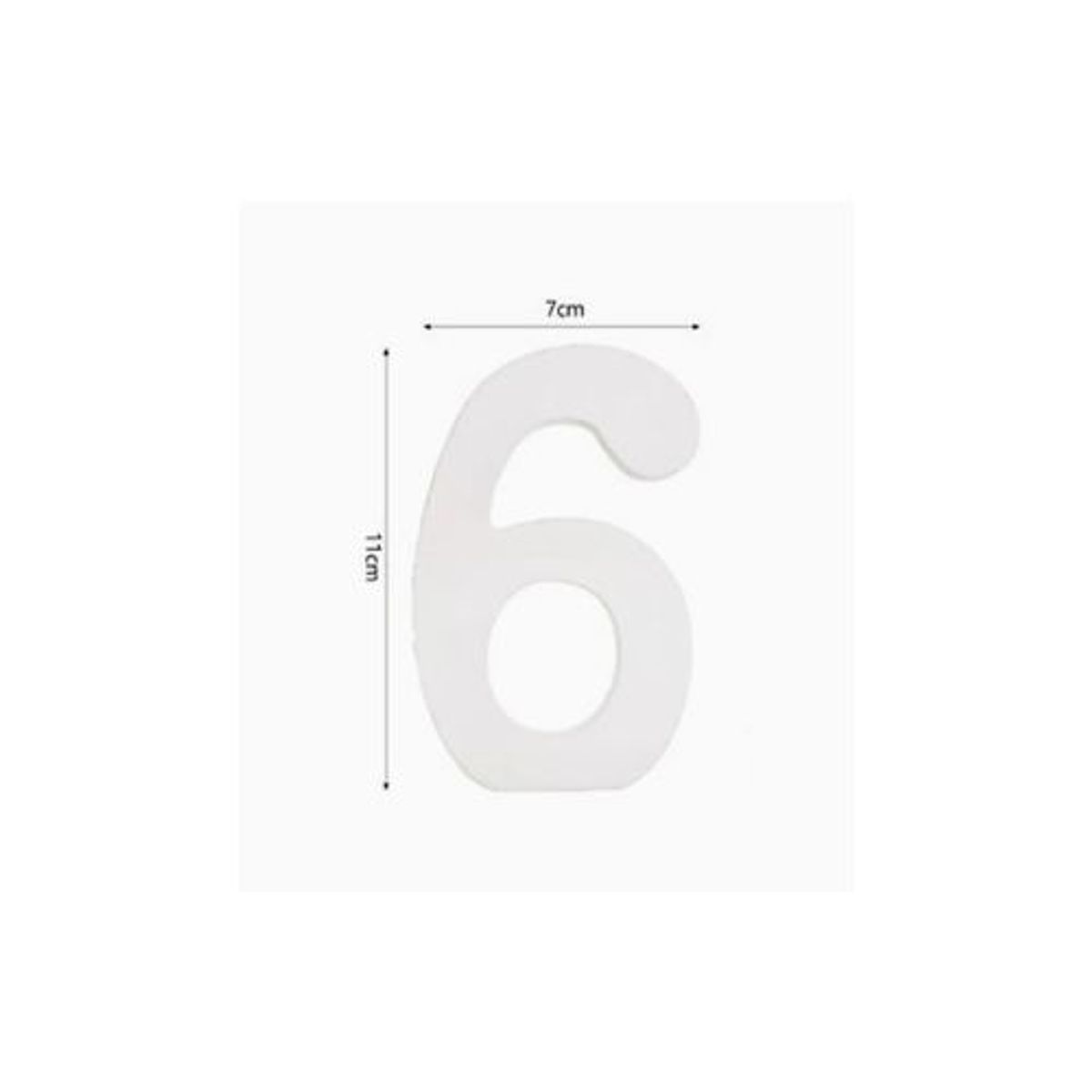 GENERICO - Número 6 De Madera Color Blanco 6X11 Cm