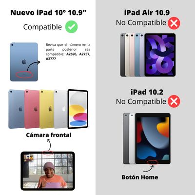 Imagen 2 del producto Funda Para iPad 10 Décima 10.9 Cubierta Removible Magnética Negro