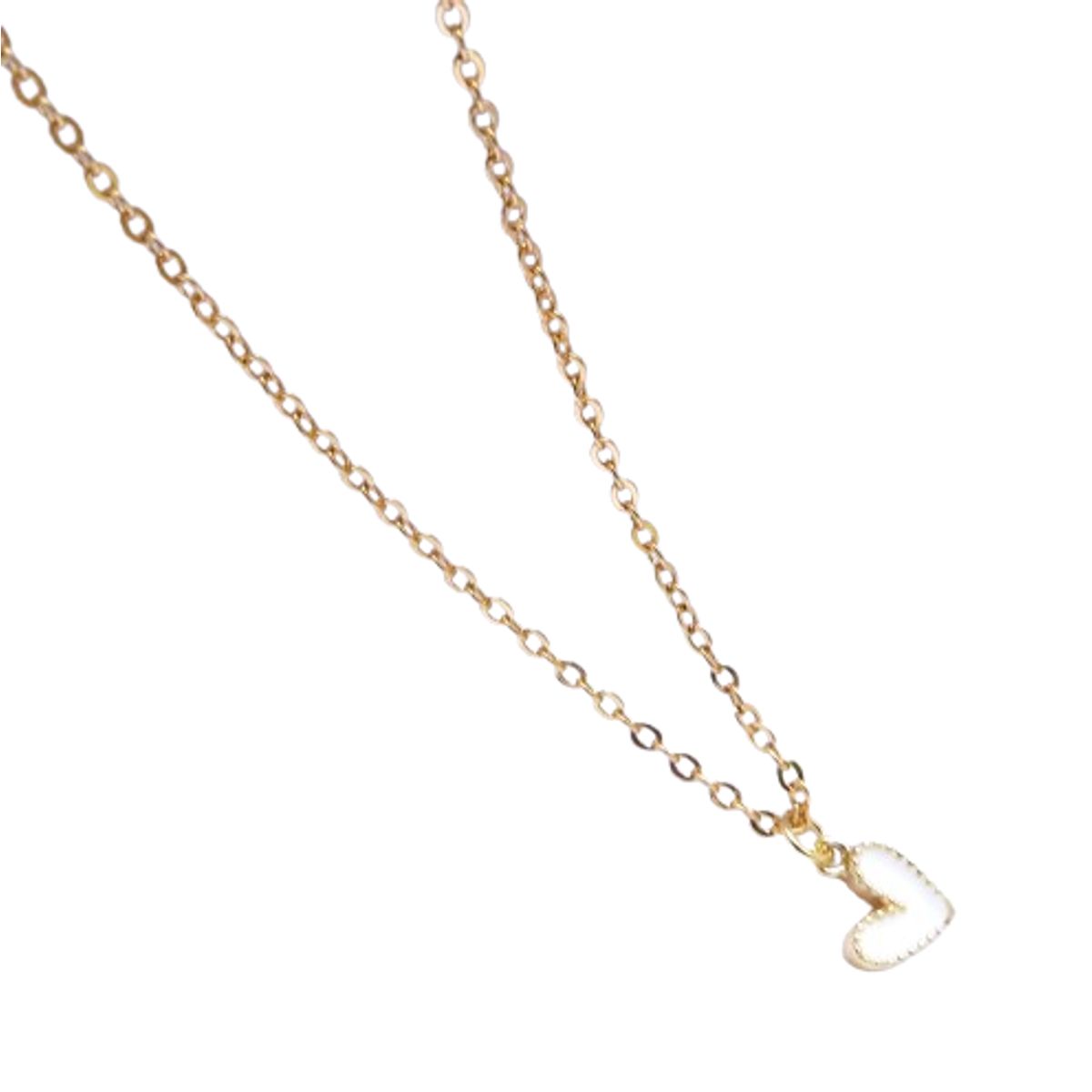 GENERICO - Cadena Bañada oro de 18k y dije mini de corazón blanco