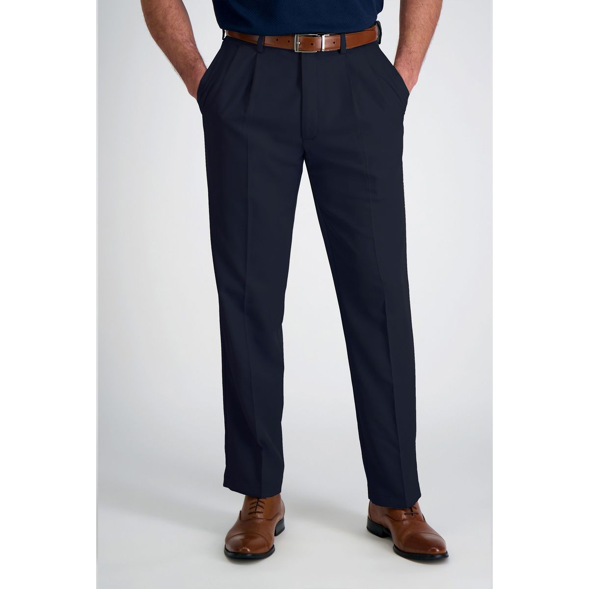 90 GRADOS - Pantalón de Gabardina Pinzado Azul Marino 52