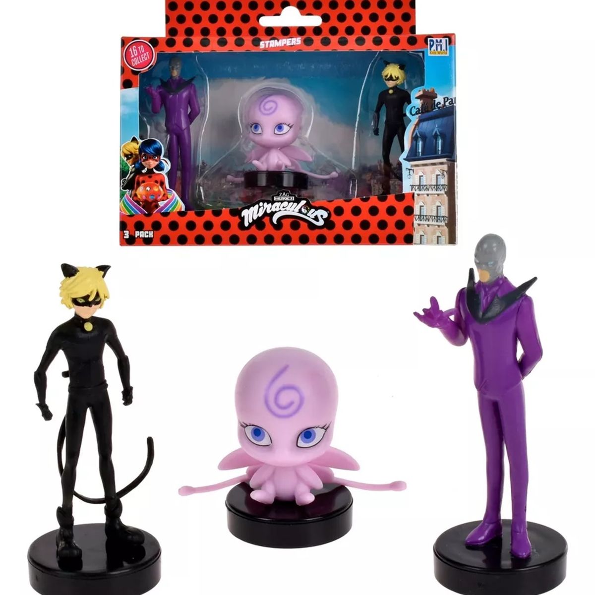 MIRACULOUS - Miraculous Set de 3 figuras Timbre Modelo Lila