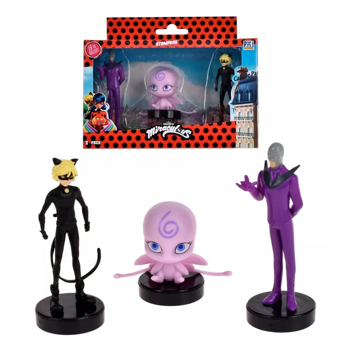 MIRACULOUS - Miraculous Set de 3 figuras Timbre Modelo Lila