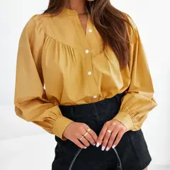 ARRAKASTA - Camisa oversize mostaza