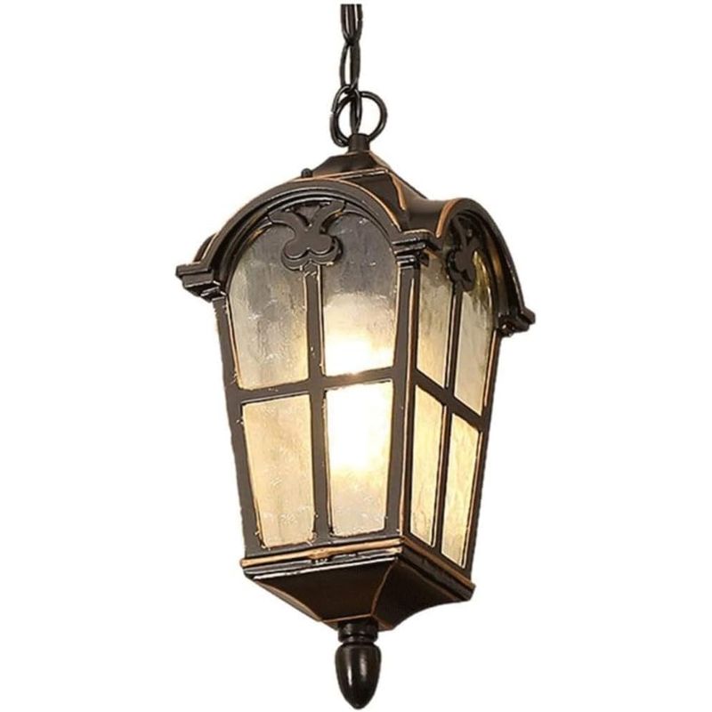 GENERICO - Farol Colgante Exterior Clasico Estilo Colonial Marron