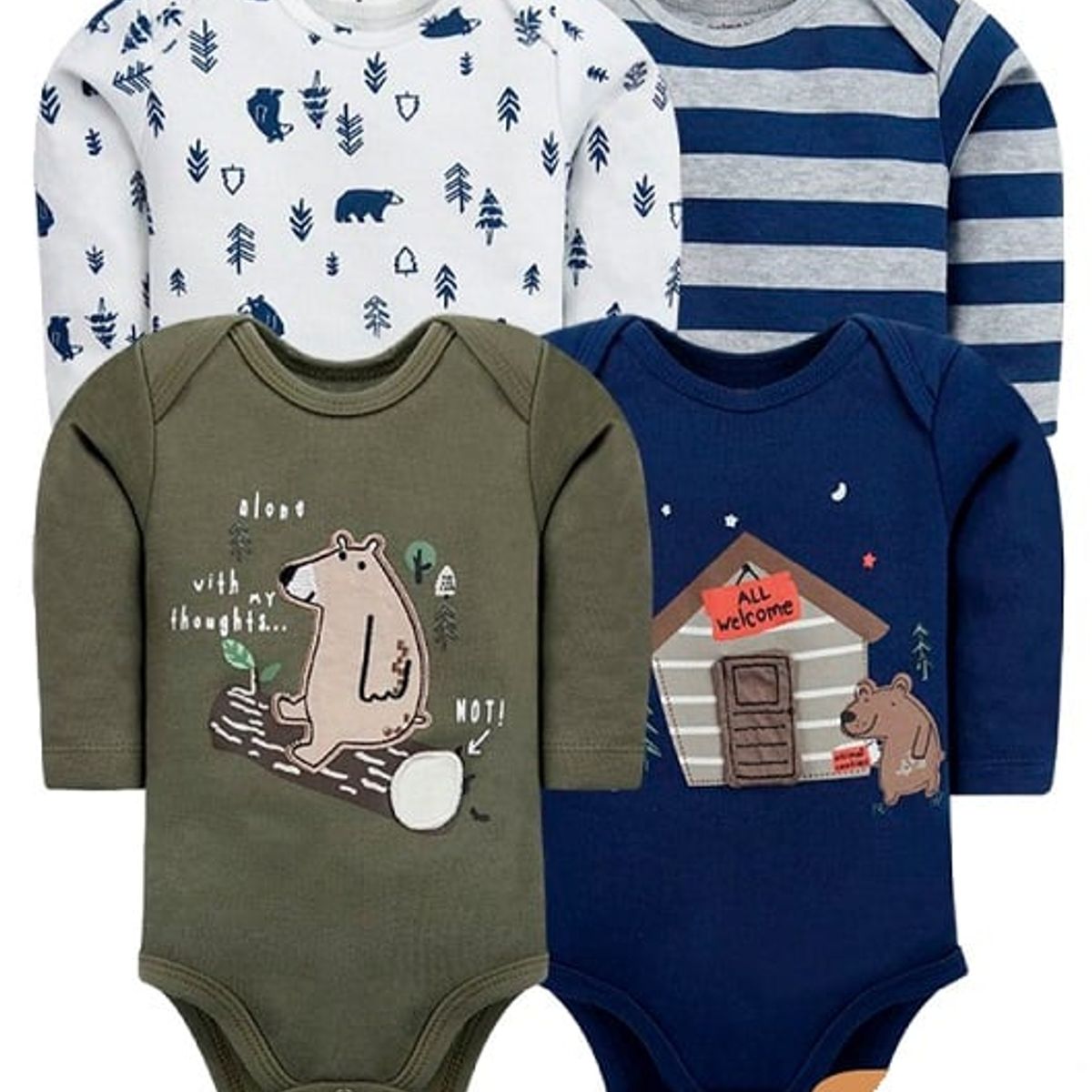 TEDMIMAK - bodys manga larga 100% algodon pack de 4 unidades