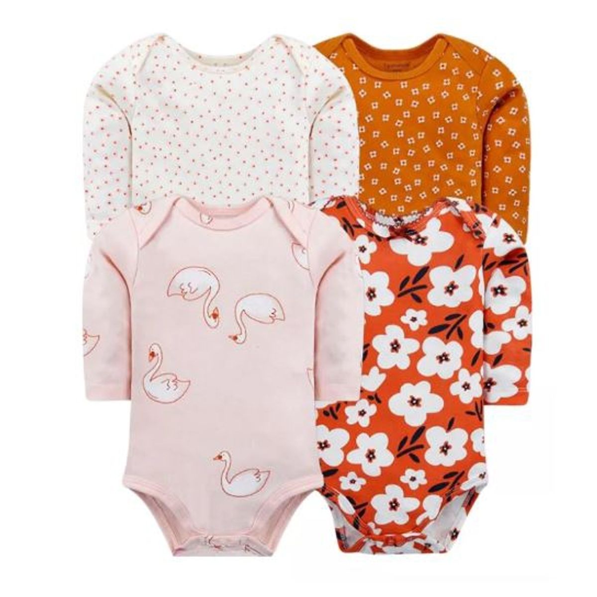 TEDMIMAK - bodys manga larga 100% algodon pack de 4 unidades