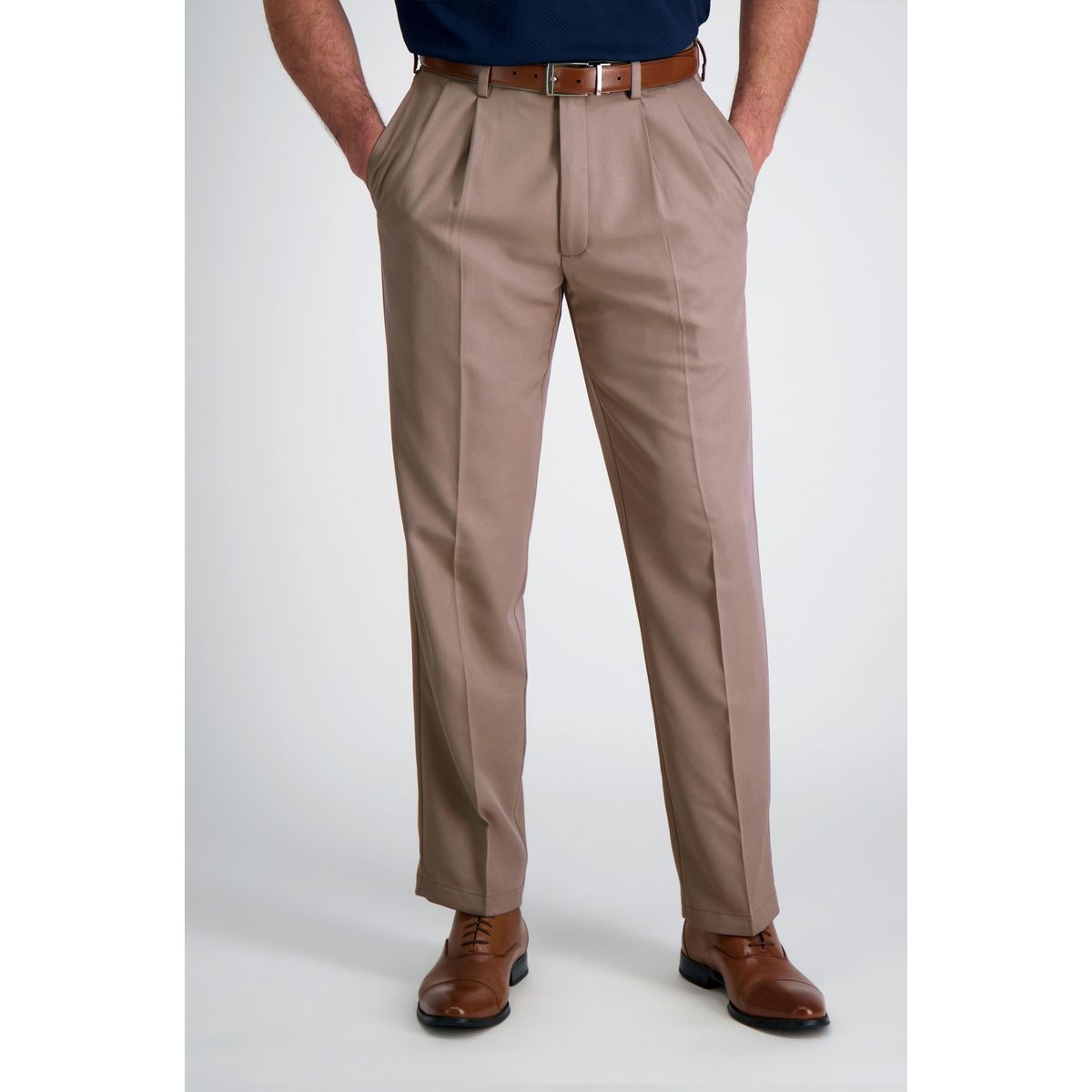 90 GRADOS - Pantalón de Gabardina Pinzado Beige 40