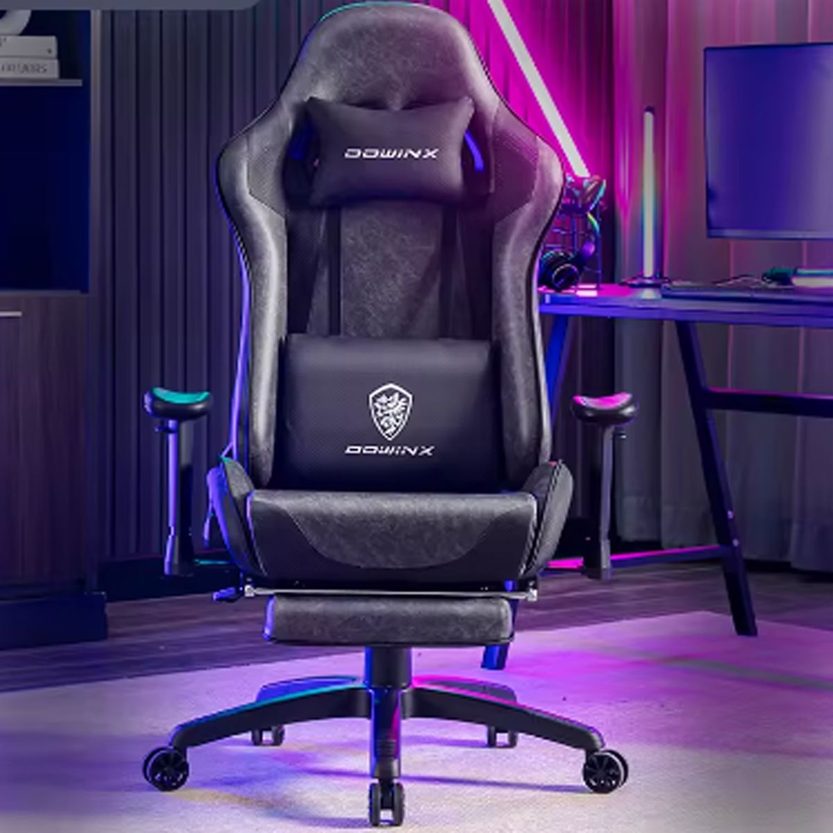 GENERICO - Silla Gamer Dowinx BLACK CARBÓN Con Masajeador Lumbar