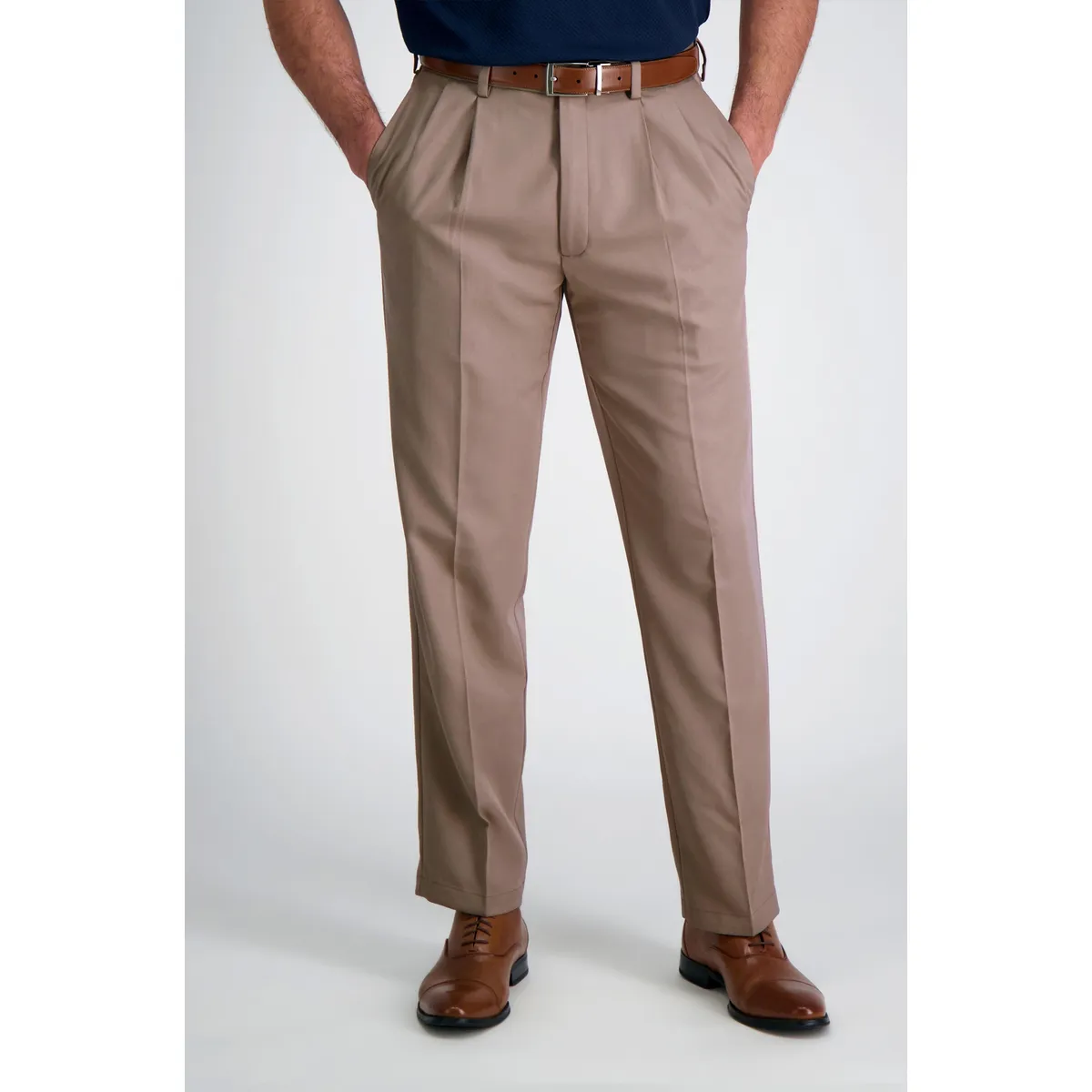 90 GRADOS - Pantalón de Gabardina Pinzado Beige