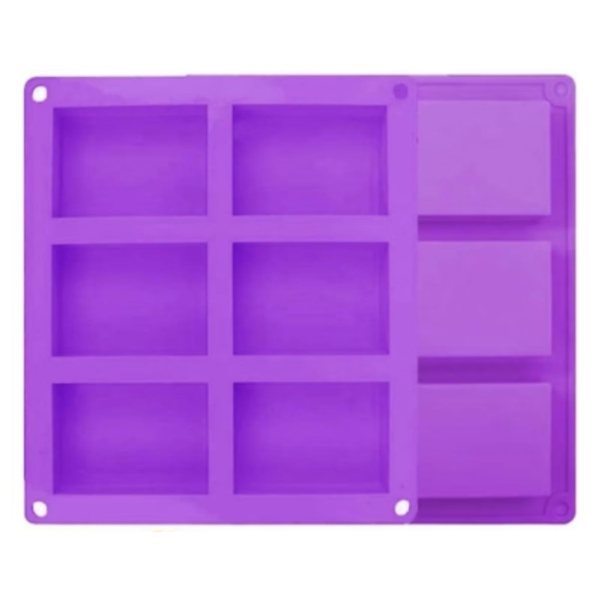 GENERICO - Molde De Silicona Para Jabon Rectangular 6 Divisiones Color Morado