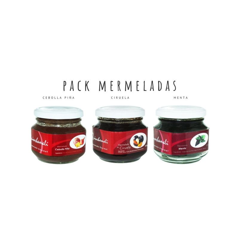 QUINCHAMALI MERMELADA GOURMET - Pack Cebolla piña Ciruela Menta