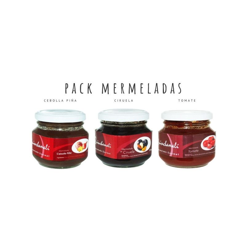 QUINCHAMALI MERMELADA GOURMET - Pack Cebolla piña Ciruela Tomate